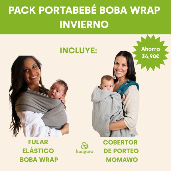 Kangura portabebés Pack Portabebé Boba Wrap Invierno Grey + Grey