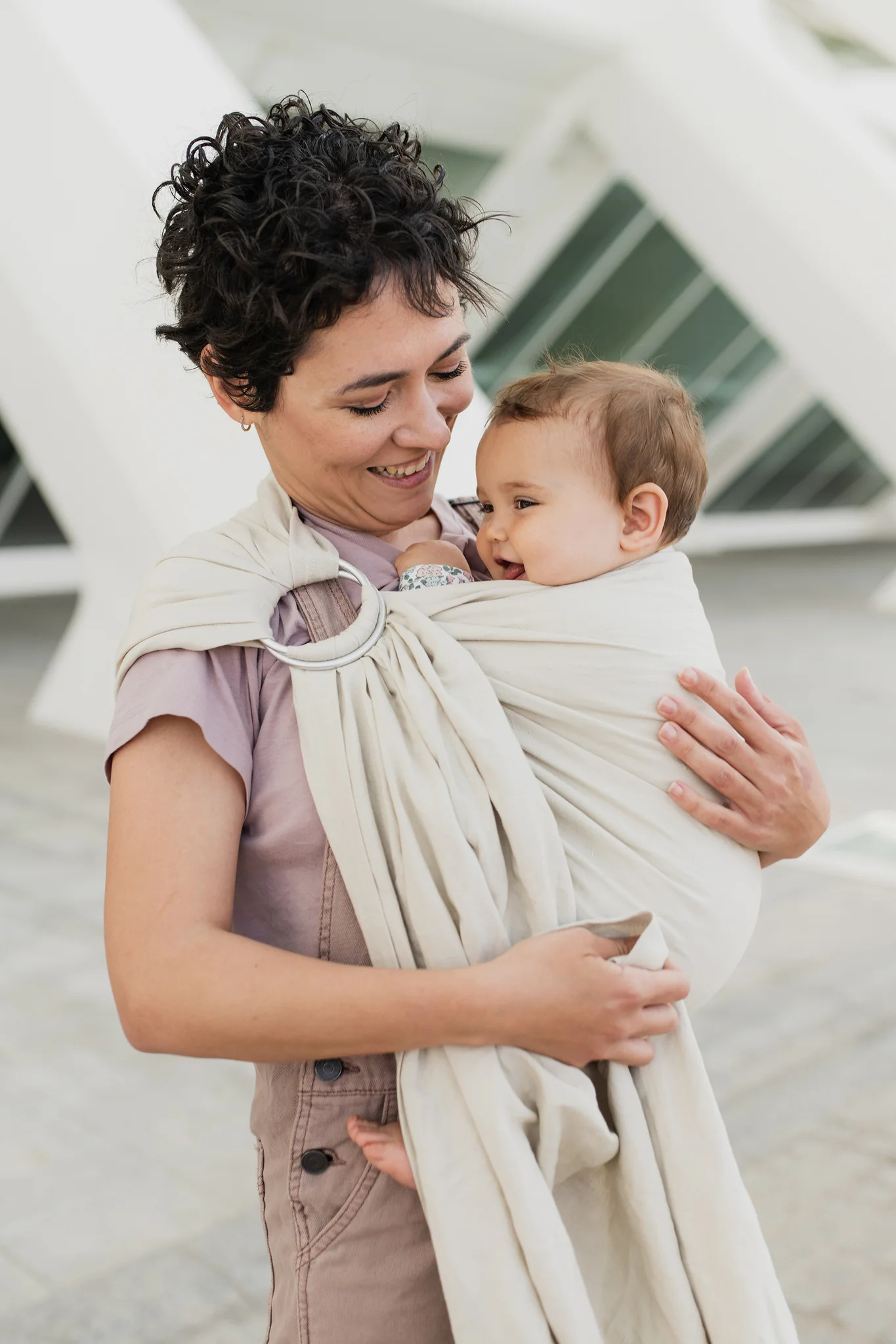 Kangura portabebés Bandolera Portabebé Boba Ring Sling Pampas Beige