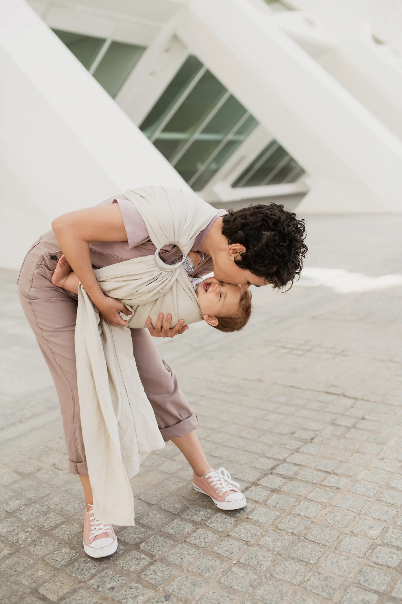 Kangura portabebés Bandolera Portabebé Boba Ring Sling Pampas Beige