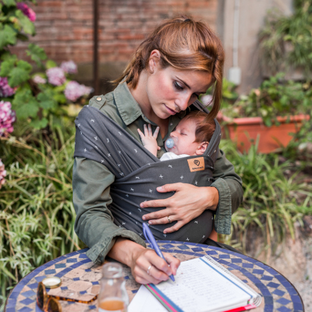 Kangura portabebés Fular elástico portabebé Baby On Earth Algodón Dark Cruces