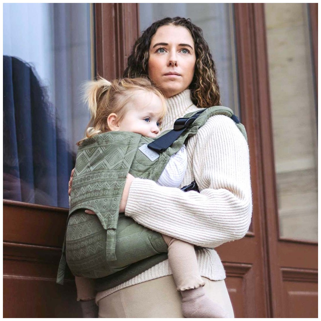 Kangura portabebés Mochila ergonómica Fidella Fusion Toddler 2.0 Cubic Lines Moss