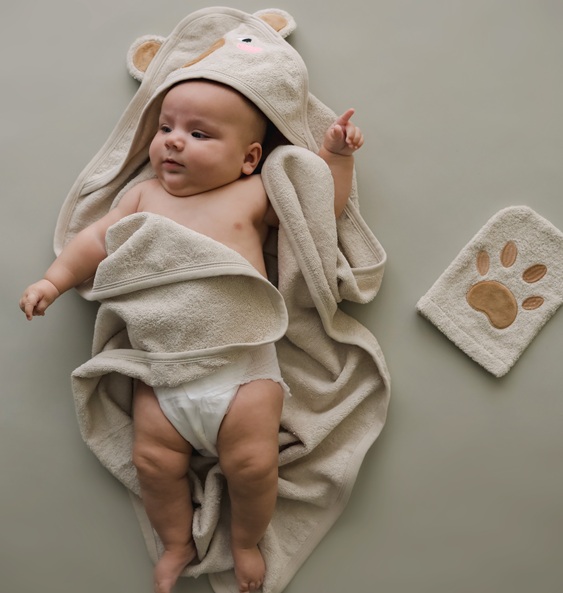 Kangura portabebés Toalla con capucha y manopla CuddleBug Beige Bear