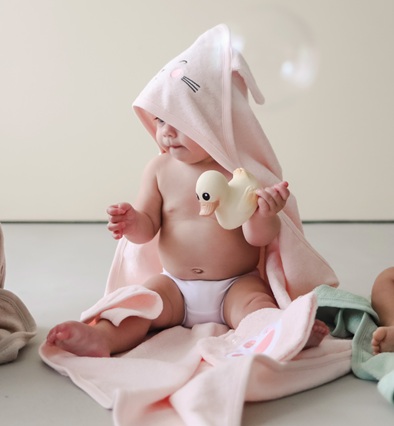 Kangura portabebés Toalla con capucha y manopla CuddleBug Pink Bunny