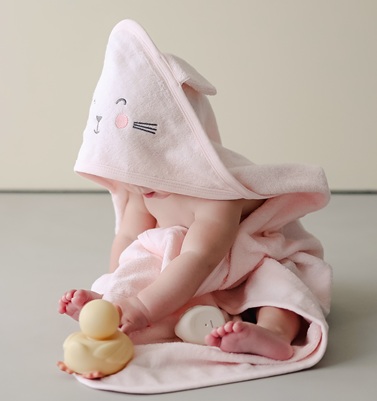 Kangura portabebés Toalla con capucha y manopla CuddleBug Pink Bunny